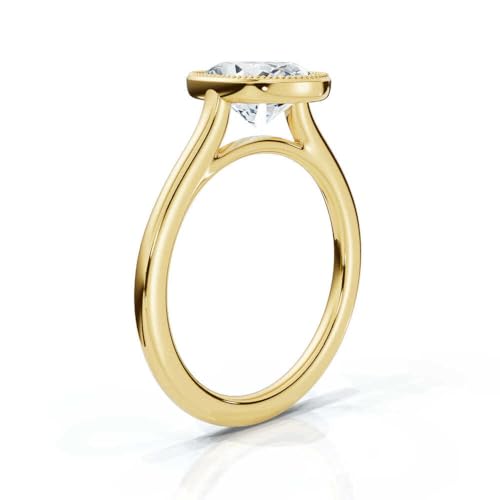 1 CT-5 CT Moissanite Engagement Ring, 10K/14K/18K Solid Gold & 925 Sterling Silver, Wedding Bridal Ring Set, Milgrain Bezel Solitaire Anniversary for Her2