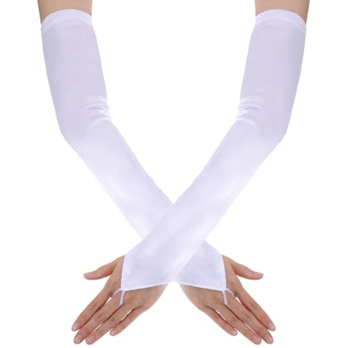 Mitaines longues blanches pour femme, gothiques et punk, accessoires de costume de cosplay pour fête de mariage, années 80
