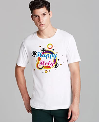 Image of DECOR PRODUCTION Men's /Women's Regular Fit -Colourful - Holi Tshirt Shirt for Men /Women Printed Round Neck Tshirt || Mens /Womens Tshirts Polycotton Half Sleeve(Moq5-Holi-tshirt-pt02-04-S)
