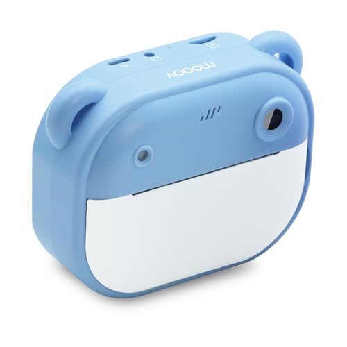 Image of MOOOV 477522 Instant Camera with Camera Child Girl Boy Print Photo on Paper - Colour Screen, Rechargeable USB-C Cable Included - Blue