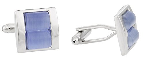 Mancuernillas de fibra óptica azul claro con caja miniatura 2