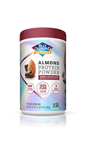 Blue Diamond Almonds Almond Protein Powder, Dark Chocolate - 20g Protein, Plant Based, Vegan, Gluten Free, Non Dairy, Non-GMO, 100% Pure Almond Protein, 24 Ounce