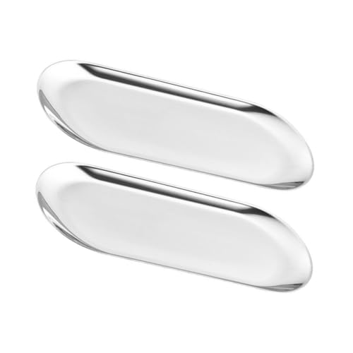 Sosoport 2 pezzi Vassoio in Acciaio Resistente Piatto da Portata Creativo e Versatile Design Semplice Brillante per Gioielli Dessert e Decorazioni Casa