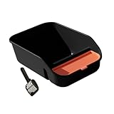 Baoblaze Cat Litter Box for Indoor Cats Open Top Large Pet Supplies Litter Easy to Clean with Frame with Scooper for Small Animals, Black