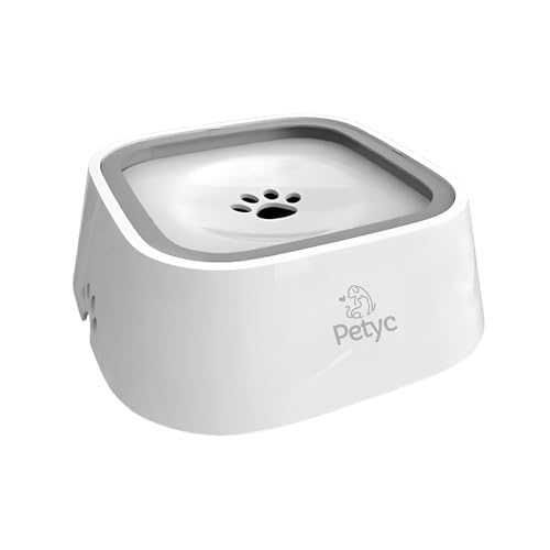 Bebedouro Automático Pelo Seco 1L PETYC Sistema Anti-Respingo, 20x8 cm, Produto Petshop Raças de Pelo Longo (Branco)