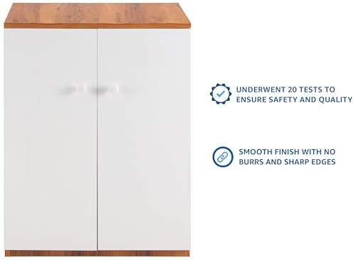 Image of Amazon Brand - Solimo Engineered Wood 2 Door Shoe Rack | Walnut | 43D x 60W x 81H cms