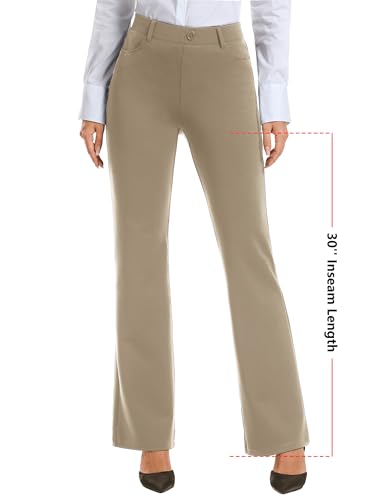 Image of Stelle Women 28 inch /30 inch / 32 inch Bootcut Dress Pants Business Casual Work Pants with Pockets Pull On Regular Slacks for Office