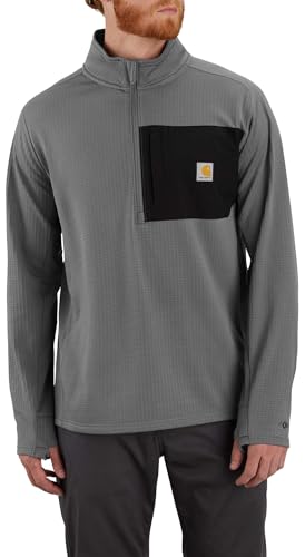Carhartt Men's Force Relaxed Fit Mock Neck Half-Zip T-Shirt, Steel, Small - image 2