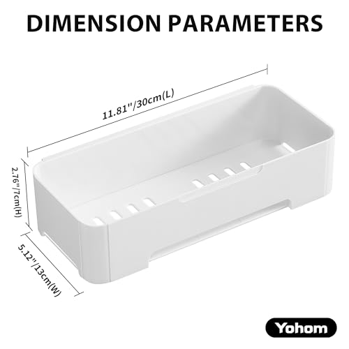 YOHOM Adhesive Shower Caddy Shelf for Bathroom Wall Plastic Shampoo Holder for Shower Storage Organizer Caddy Basket White by YOHOM - Image 6