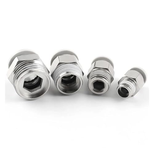 Conector neumático PC602 de rosca macho de latón y liberación rápida 5