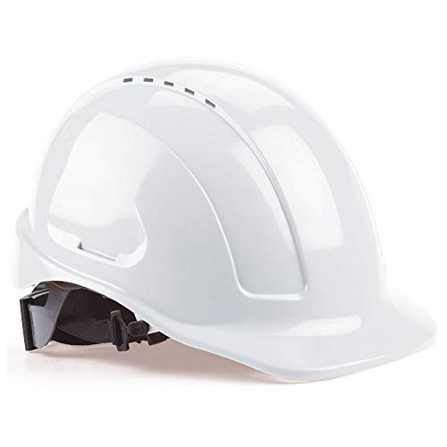 SAFEGEAR White Standard Front Brim Hard Hat with Vent - 6-Point Ratchet Suspension, ANSI Approved Hard Hats - for Construction, Welding, Electrical, Mining, Logging & More - J. J. Keller & Associates