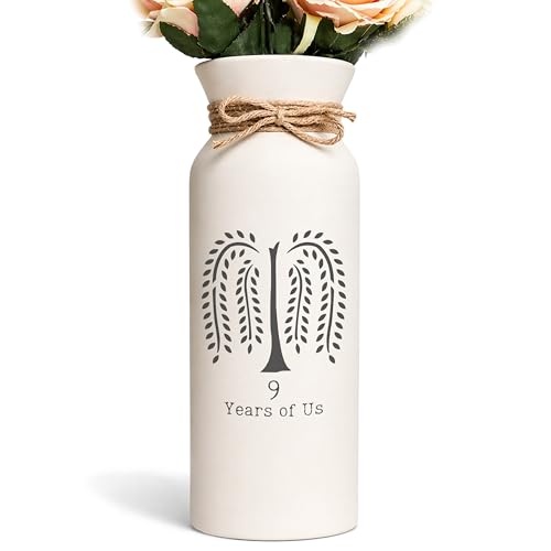 Product Image of the 9th Anniversary her Gift Willow Pottery vase 9 Years Couple Ninth Wife him Husband Wedding