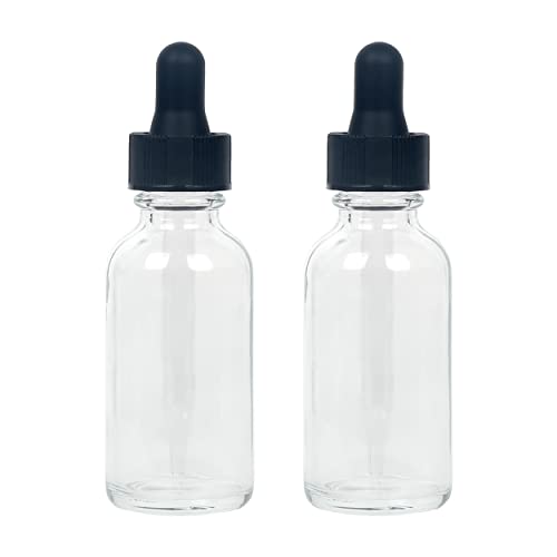 Magic Season Boston - Botellas redondas de vidrio (transparente, 30 ml, con cuentagotas, 2 unidades)