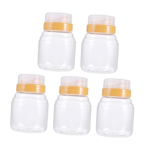 Gogogmee 5 Pack Empty Honey Bottles Honey Dispenser Plastic Household Containers for Storage for Sauce and Seasonings