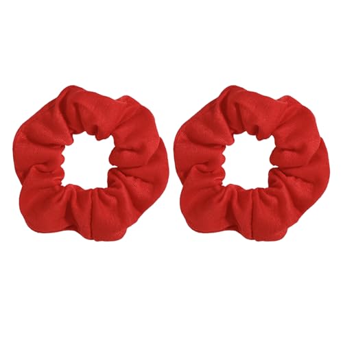YISSION Red Hair Scrunchies Soft Elastic Hair Ties for Women and Girls No Damage Ponytail Holders for Daily Wear Gym Parties & Gifts 2 Pack