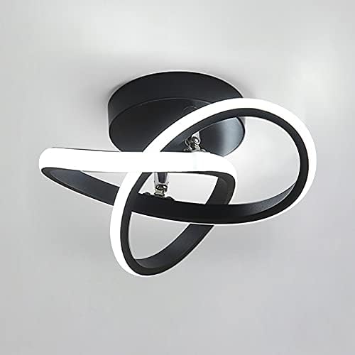 DAXGD Modern LED Ceiling Light 22W Spiral Design Ceiling Lighting Fixtures 6000K Cool White Light Ceiling Lamps for Corridor Aisle Hallway Balcony Bedrooms Kitchen Office(Black)