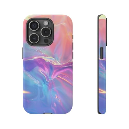 Coque iPhone 15 Pro design abstrait holographique et rigide pour un style urbain unique