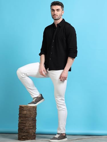 Image of StitchX Men's Cotton Regular Fit Full Sleeve Solid Knitted Shirt