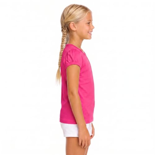 Image of Lilax Girls Short Puff Sleeve Cotton T-Shirt, Toddler & Little Girls Top | 95% Cotton Puff Sleeve Tee; Crewneck, Short Sleeve; Toddler & Girls Sizes 2T-12; for School, Play & Everyday; Machine Wash