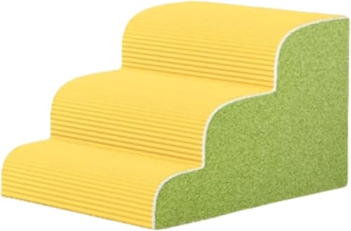 Vilom ペット用多層階段|小型犬・猫用|防滑加工&取り外し可能カバー|洗濯OK|ペットベッド・ソファの昇降に最適|家庭用安全階段 (グリーン,3層)