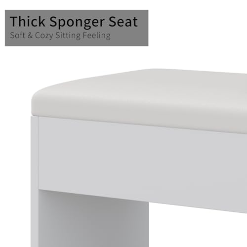 Yanosaku 15 Drawers Makeup Vanity with Charging Station, Vanity Desk with 12 LED Bulbs and HD Mirror, 3 Color Brightness Adjustable, Vanity Set for Bedroom, White