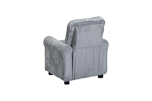 Image of Olive & Opie Jordan Kids /Toddler Push Back Recliner Chair, Lounge Sofa for Boys & Girls Ages 3 and Up, Soft Upholstery, Soft Gray Cords