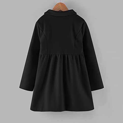 Kids Boys Girls Classic Wool Windproof Coat Winter Double Breasted Blends Trench Coat Outwear Coat (Black, 3-4 Years)3