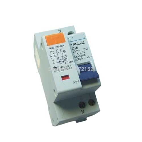 Disjoncteur DPNL 1P+N 16A contre surintensités et fuites de courant 230V