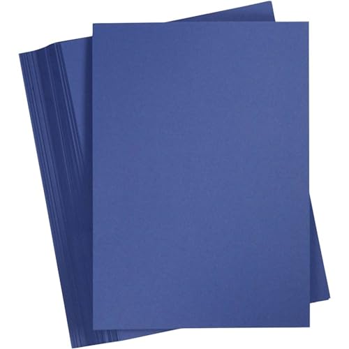 Lot de 100 feuilles cartonnées colorées A4 210 x 297 mm 180 g Bleu nuit