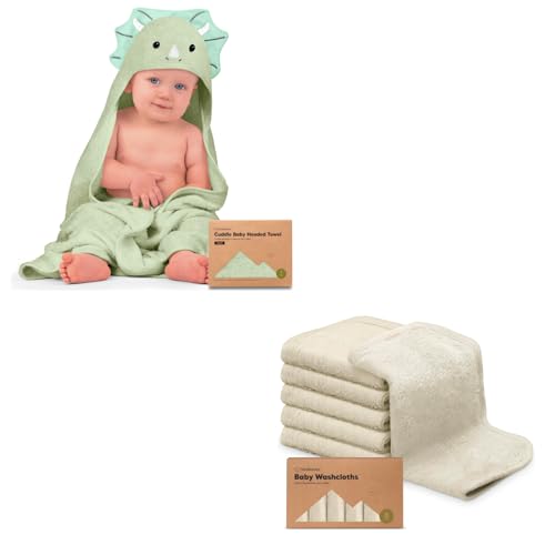 Image of KeaBabies Baby Hooded Towel and Baby Washcloths - Bamboo Viscose Baby Towel, Bamboo Viscose Baby Towels and Washcloths