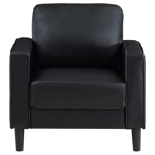 Sillón tapizado cuero sintético negro compacto miniatura 4