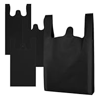 JASINCESS Plastic Bags with Handles Black T Shirt Bags Shopping Bag for retail Shopping Carrier for Small Business (200)