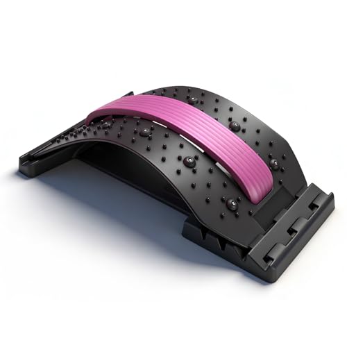 Rückenstrecker 36 X 22cm lendenstützbrett Rückenstrecker 4 Stufen Rückendehner für 10 Magnettherapie-Punkte und bis zu 87 Akupressurpunkte zur Spannungsreduktion(Rosa)