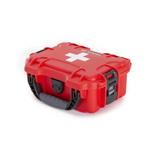 Image of NANUK 903 - Small Waterproof First Aid Kit 78pcs - Pre-Stocked First Aid Emergency Kit with Bandages, Tick Removal Tool, and More - Dustproof, Impact-Resistant, Floats (7.4 inch x 4.9 inch x 3.1 inch) - Red | Dustproof and Crushproof Hard Case, 78-Piece Pre-Stocked Kit, Interior 7.4 X 4.9 X 3.1, Floats