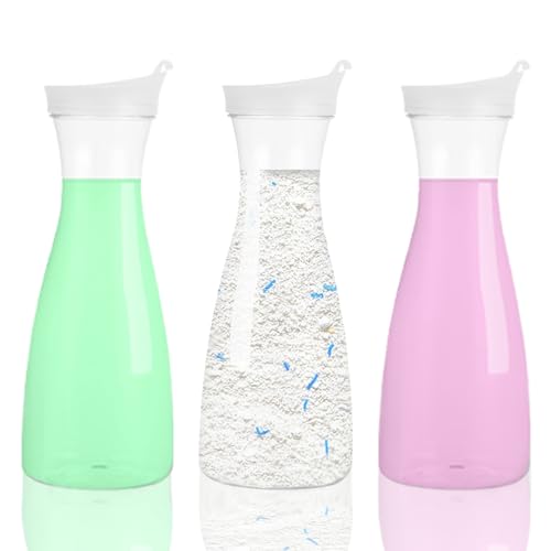 Caja de Almacenamiento de Detergente en Polvo, 1,5 Litros Botella para Detergente, 3 Recipientes para Detergente, PET Contenedor, Cápsulas de Detergente Contenedor, Para Guardar(Cónica)