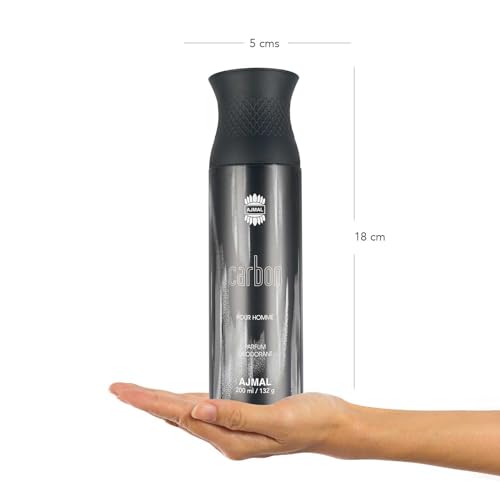 Image of Ajmal Carbon Homme Body Deodorant Parfum for Men |Citrus Spicy Long Lasting Body Perfume DEO 200 Ml (Pack of 2)