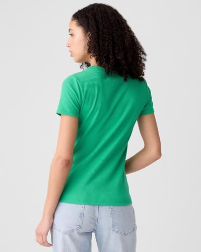 Image of Gap Women Regular Fit Solid Short Sleeves Round Neck Blouse