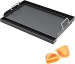 Gratte universelle plate pour le gaz/charbon/Grill électrique, 25" x 16.5" Non-stick FlatTop Cuisinière en carbone pour Weber, Nexgrill, Charbroil, Plaque de cuisson Grill Chef avec Gants en silicone