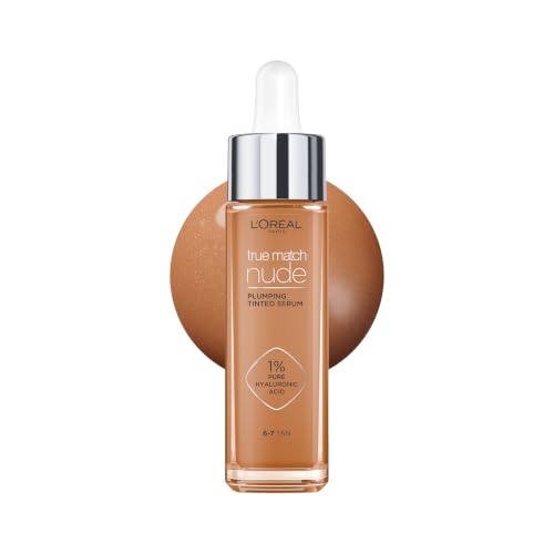 LOreal Paris True Match Tinted Serum Foundation 1% Hyaluronic Acid Hydrating Formula Replumps Skin in 1 Hour for a Natural Glowing Finish 30 ml Shade 6-7 Tan
