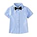 Boys Girls 3-Piece Dress Shirt Set Short Sleeve Turn-Down Collar Shirts with Bow Tie Summer Casual Student School Uniform Outfit Tops Size 2-15 Years