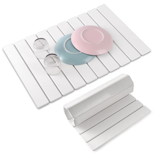 cuomaop Stone Drying Mat for Kitchen Counter, Foldable Large Stone Dish Drying Mat, Roll up Absorbent Diatomaceous Earth Bath Mat Quick Dry Dishes Bottles Cups for Any Countertop Bathroom 23" x 15.3"