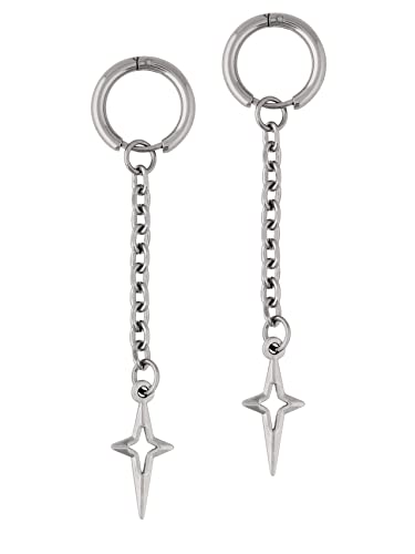 Sacina Gothic Punk Spike Star Hoop Earrings, Goth Emo Grunge Y2k Earrings, Goth Jewelry, Christmas Jewelry Gift For Women