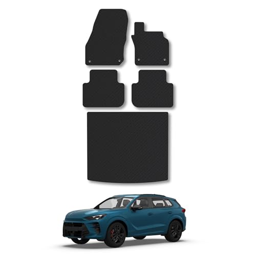 Cupra Terramar [Upper Boot] (2024+) 5mm Rubber Car Mats & Boot Liner Bundle Set Accessories Tailored Non Slip Black Trim Full Protection Compatible Accessory Front Rear Set Hand-Finished Clips