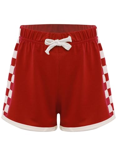 YEAHDOR Kids Girls Plaid Print Athletic Shorts Loose Fit High Waist Track Shorts Summer Casual Shorts3