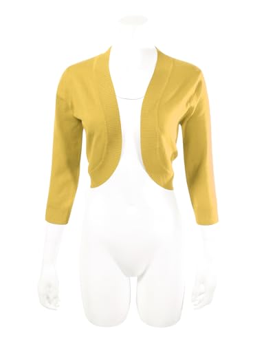 Image of Allsense Women's 3 /4 Sleeve Bolero Shrug for Dresses | Open Front Cropped Cardigan, Lightweight Knit Dress Cover Up