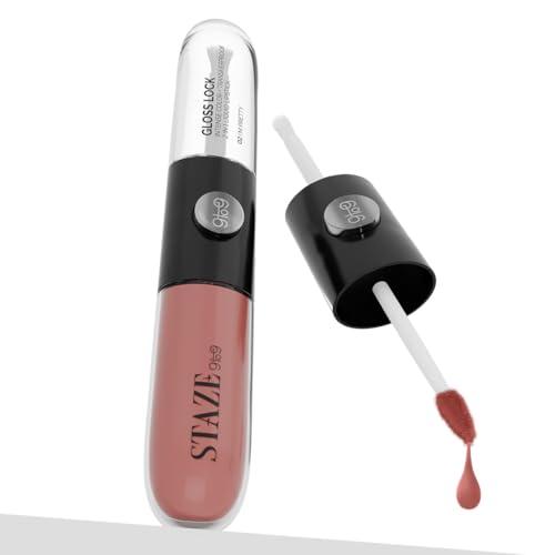 Staze 9to9 Gloss Lock 2-In-1 Liquid Lipstick | Lip Gloss For Long-Lasting Fuller & Plump Lips |Transfer-Proof & 12h Long Stay with Intense Color Payoff | Lightweight & Comfortable | 02 I’m Pretty| 7g