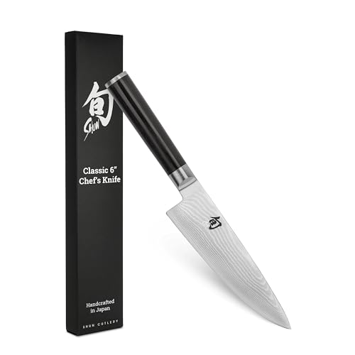KAI Shun Classic Petit Couteau de Chef Japonais 15 cm Longueur de Lame - Couteau Damas 32 Couches Noyau VG Max - 61 (±1) HRC - Manche en Pakkawood - Fabriqué...