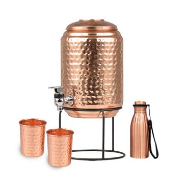 Water Dispenser with Tap and Stand - Free 2 Copper Glasses and 300 ML Copper Water Bottle - Hammered (B0CYZCYMTX) Amazon Price History, Amazon Price Tracker