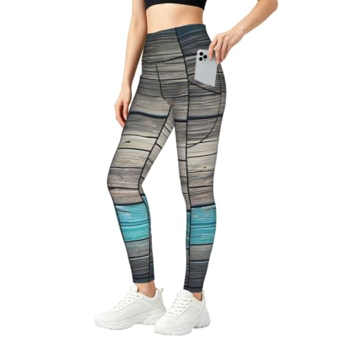 Leggings estampados para mujer estilo Planks Weathered Old Look para diario y ejercicio