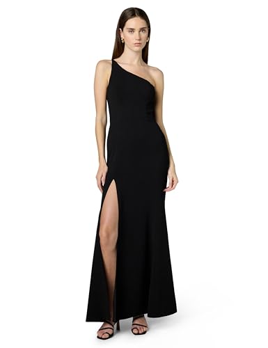 Image of Dress the Population Womens Amy Asymmetrical Neckline Sleeveless High Slit Maxi Dress